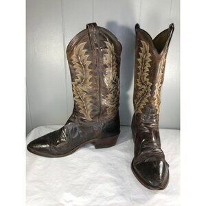 Tony Lama 6978 Chocolate Saigets Goatskin Leather Western Cowboy Boots Sz 10 D